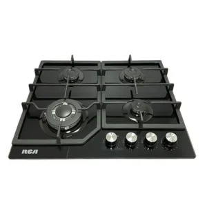 COCINA DE EMPOTRE RCA NEGRA DE VIDRIO 60 CMS. 4 QUEMADORES 60GJ084