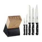 JUEGO DE CUCHILLOS TRAMONTINA CON BASE DE MADERA 6 PIEZAS 23899/077
