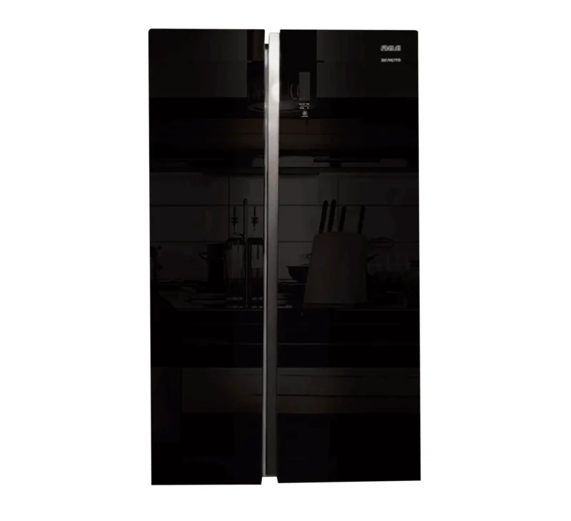 REFRIGERADORA RCA NEGRA TIPO ESPEJO SIDE BY SIDE, PANEL DIGITAL, INVERTER, 21 PIES MRF-595WB