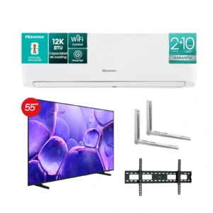 COMBO AIRE ACONDICIONADO HISENSE 12K + TELEVISOR SAMSUNG 55'' + GRATIS SOPORTES