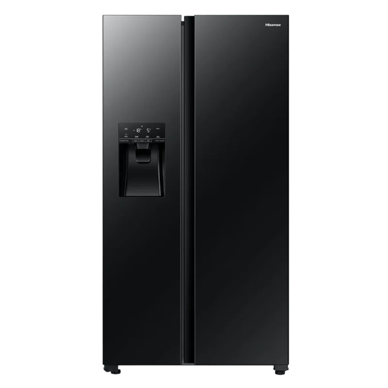 REFRIGERADORA Side By Side 610Lts. INVERTER-NF/ NEGRO ESPEJO/ DISP AGUA Y HIELO/LUZ LED HISENSE