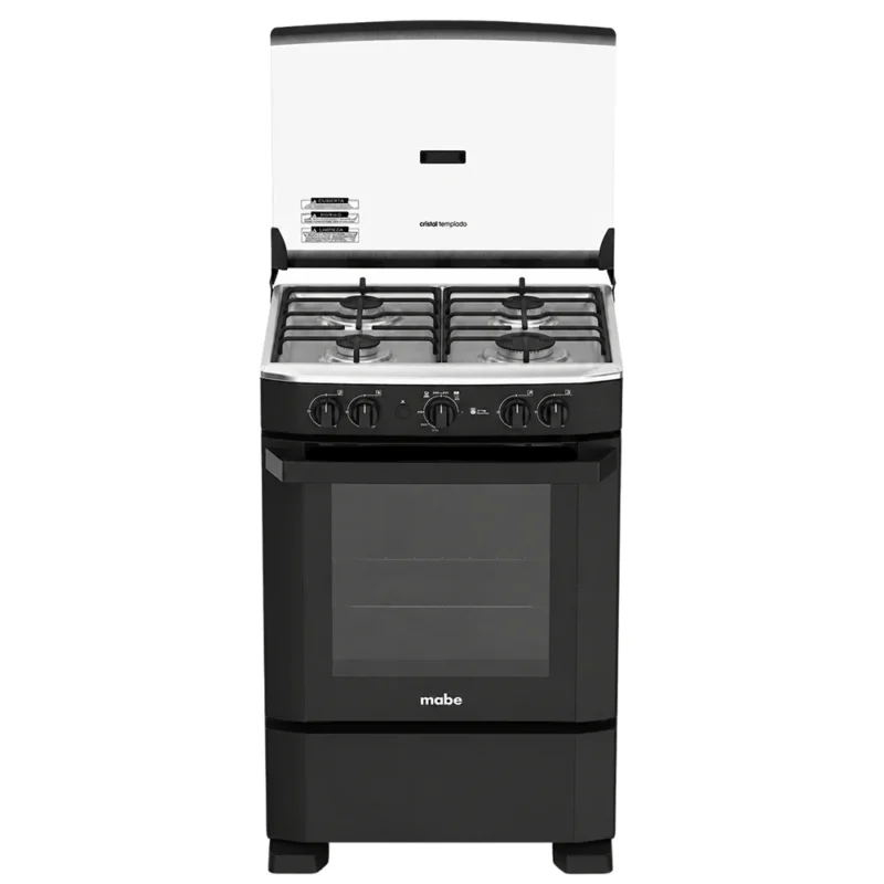 COCINA MABE EM6025SN0 24" NEGRA 4Q TAPA CRISTAL GRILL